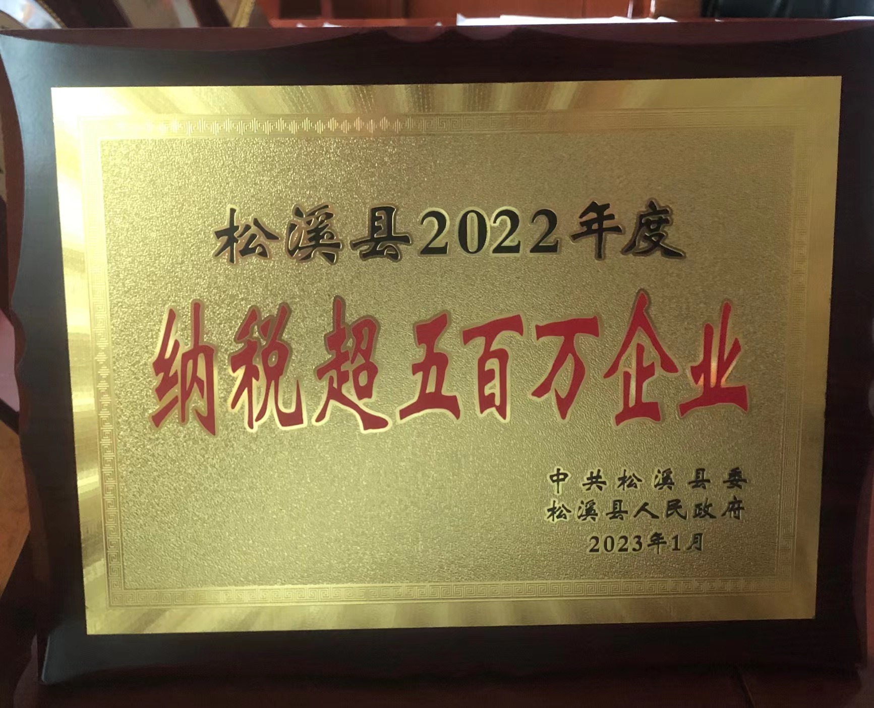 喜報！易順建工集團喜獲“松溪縣2022年度納稅超五百萬企業(yè)”榮譽